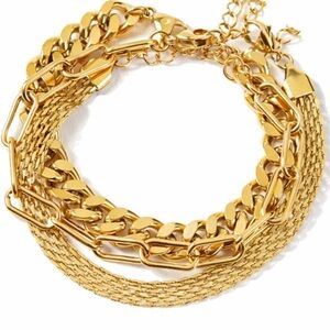 New! Gold Chain Bracelet Stack Set NWOT